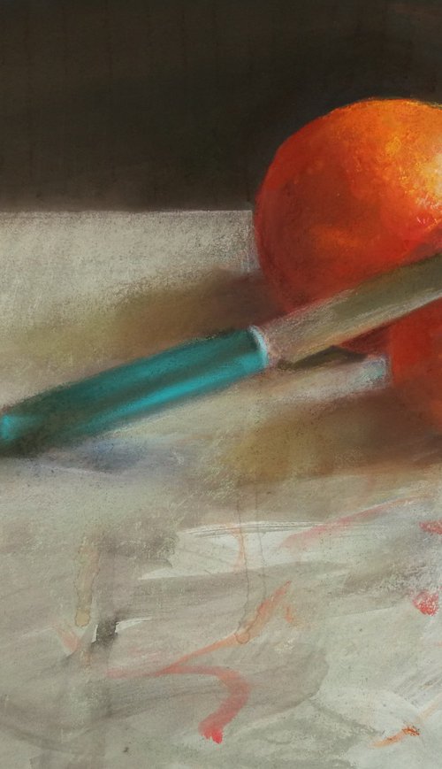 Blue Handled Knife and Oranges by Silja Salmistu