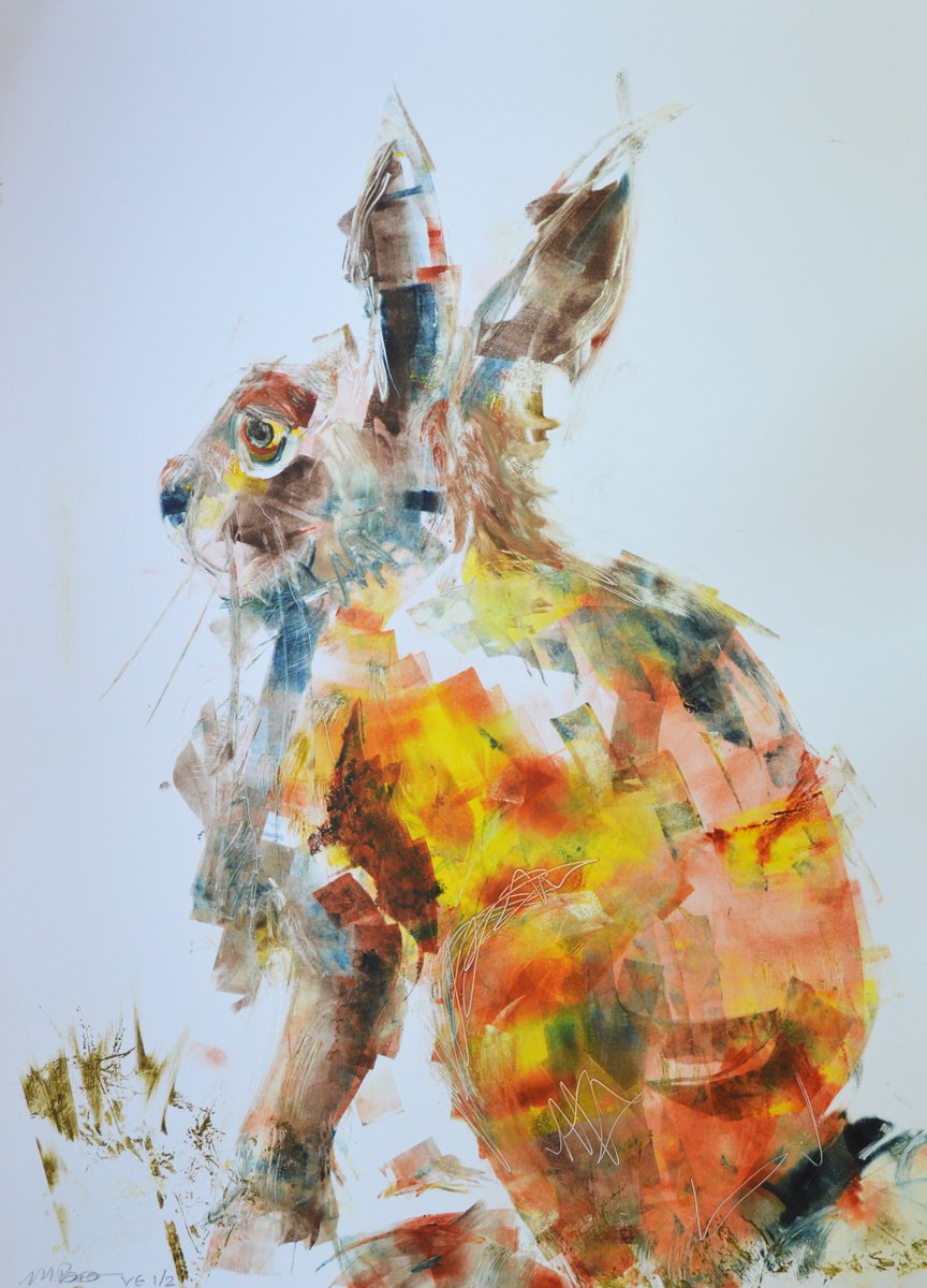 Hare Monoprint, 1/2 by Michelle Parsons