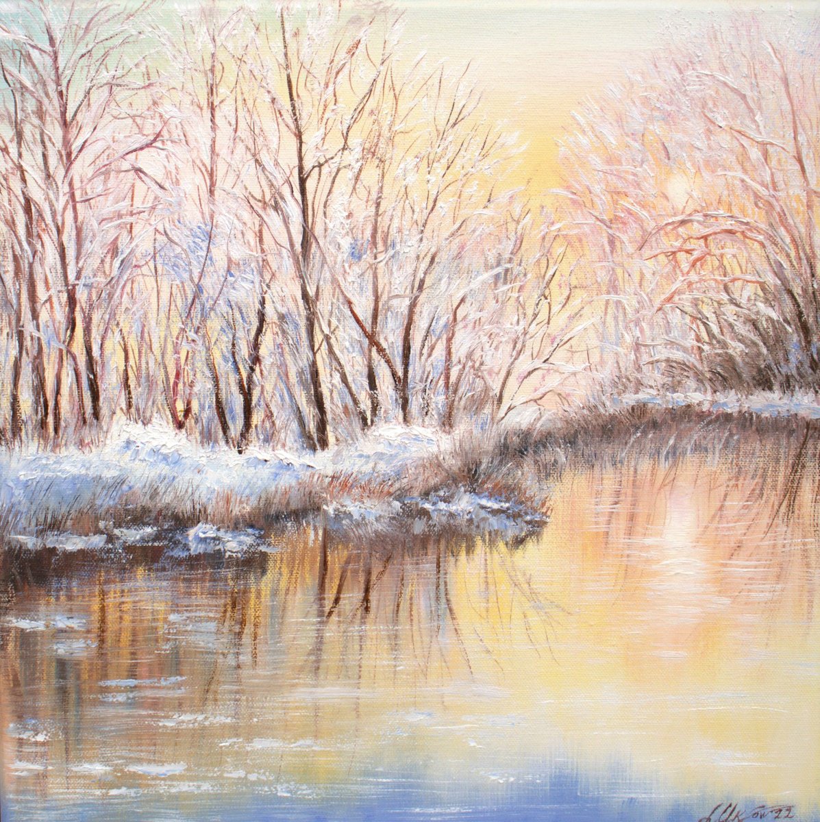Photorealistic Oil Painting , Winter Light 2 By Ludmilla Ukrow, 14 X 14, Artwork For Sale On Artfinder