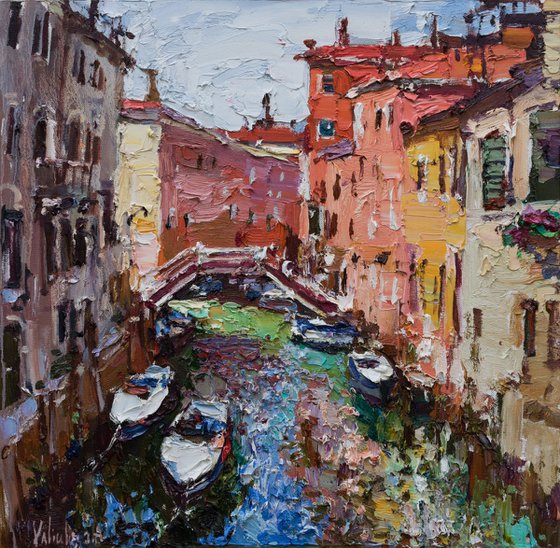 Italy - Original impasto landscape painting textured Oil painting Italy wall art