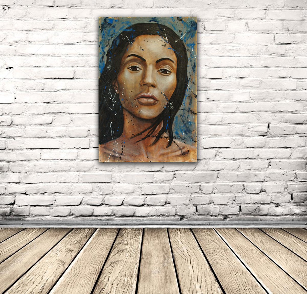 Expressive Portrait Acrylic Painting By Rumen Spasov, 31 X 47", "Don