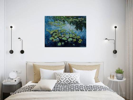 Water Lilies - Impasto Original Oil painting