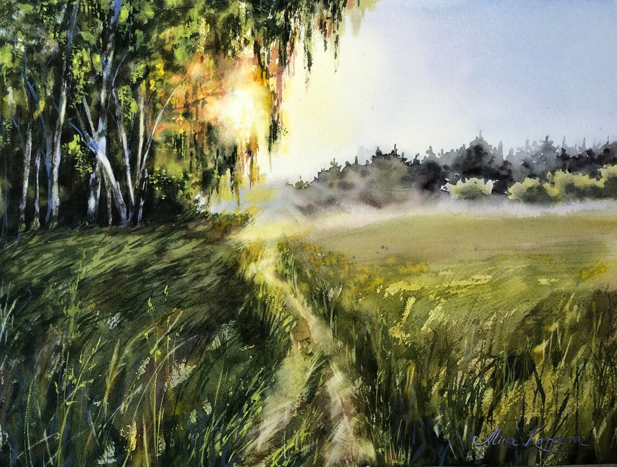 Sunlight through the birch trees by Alina Karpova