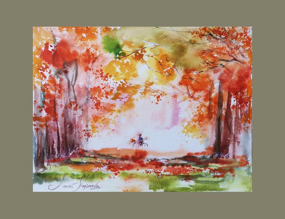 Fall painting, Watercolor original art