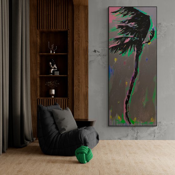 Large XXL artwork - "Pink rain" - Pop Art - Huge painting - Palm - Street Art - Miami