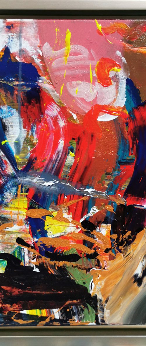 The art signed by Kloska is absolutelly fascinating abstract bold painting Alice dreams by Kloska Ovidiu