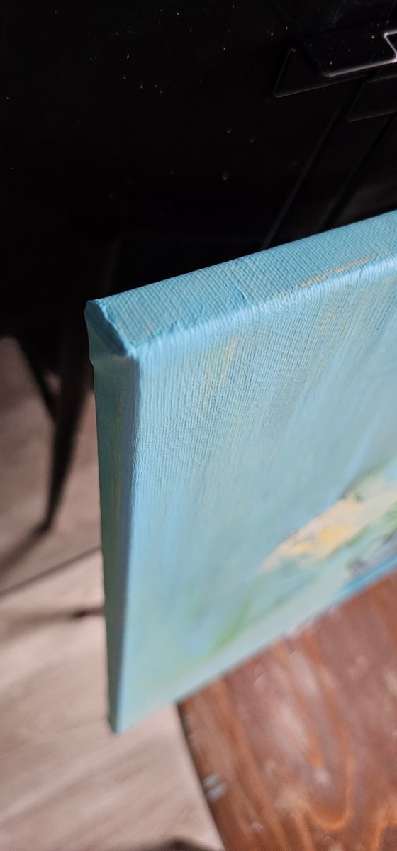 Blooming yellow roses on blue