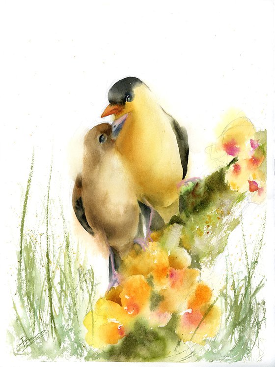 A Pair of Goldfinches