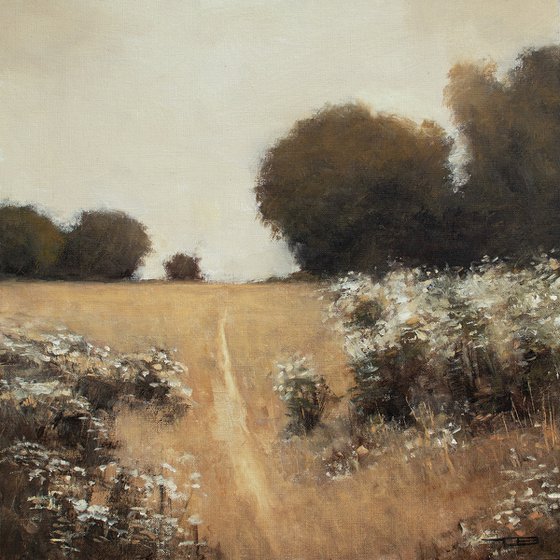 Summer Path 210602, tonal impressionist landscape oil painting