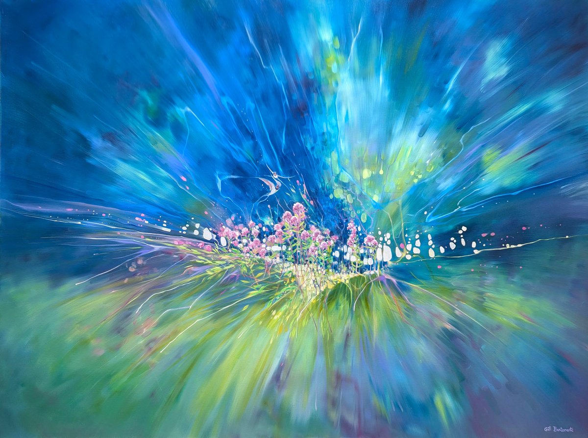 Abstract Landscape Oil Painting By Gill Bustamante, 48 X 36, One Enchanted Summer, Original Artwork