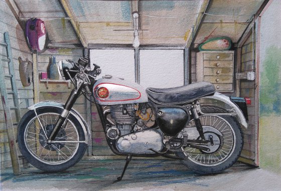 SOLD An old Motorbike in a Shed