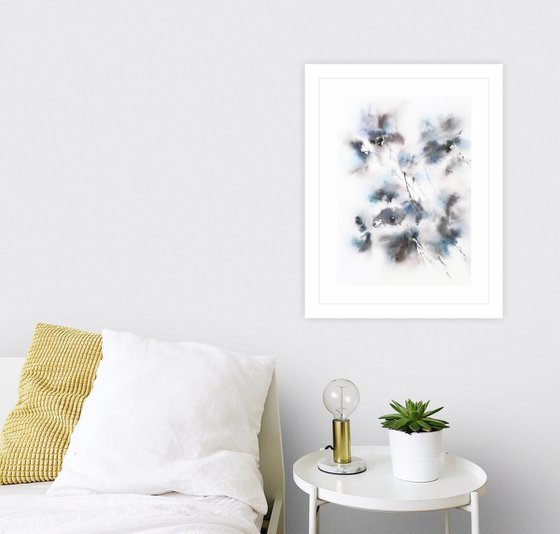 Abstract blue flower painting "Heaven"