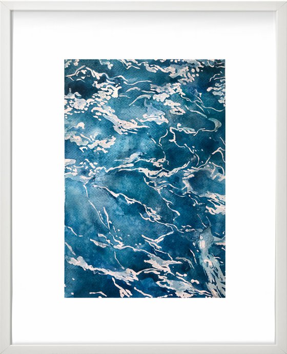 The Sea, Framed - seascape simple watercolor painting