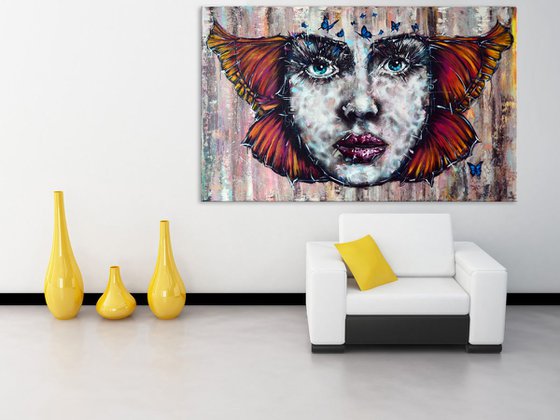 Butterfly Dreams - Abstract Home Decor Art  On The Extra Large Deep Edge Canvas Ready To Hang