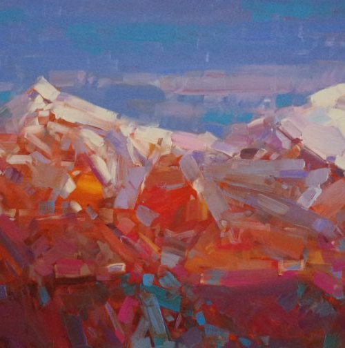 Swiss Alps Original  oil painting One of a kind Signed with Certificate of Authenticity Large Size by Vahe Yeremyan