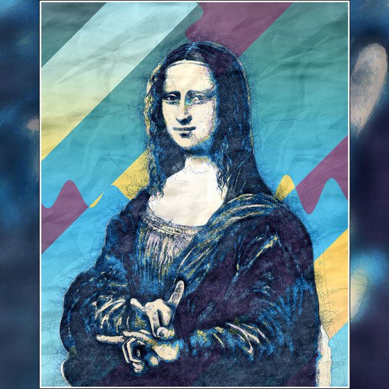 Mona Lisa Sign Of The Horns - Pop Art Modern Poster Stylised Art