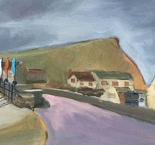 Dorset Coastal village by Julian Lovegrove Art