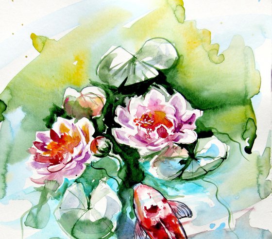 Fish with water lily