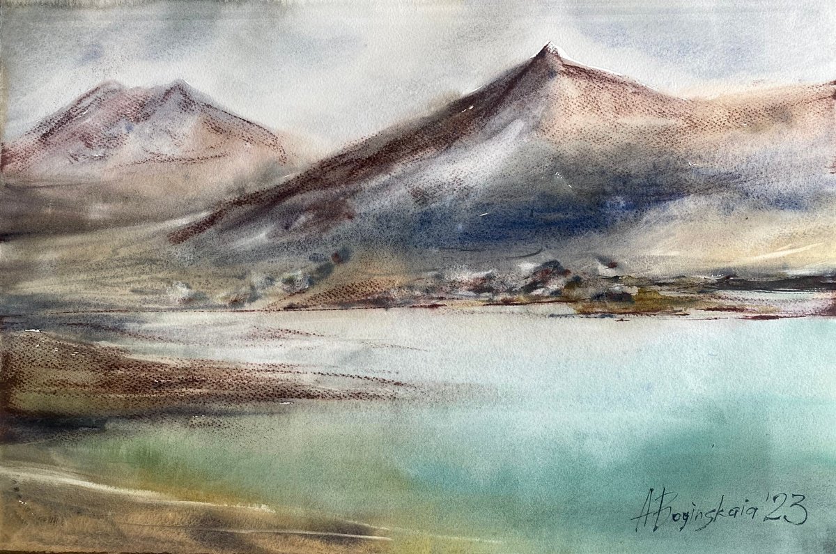 Azat reservoir 2 - original watercolor by Anna Boginskaia
