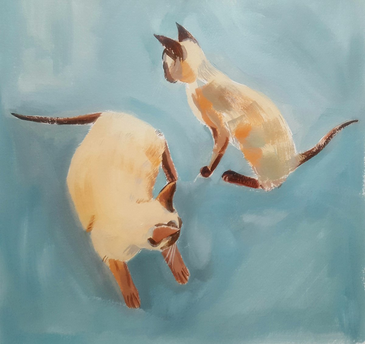 Kittens playing- cat painting by Mary Stubberfield