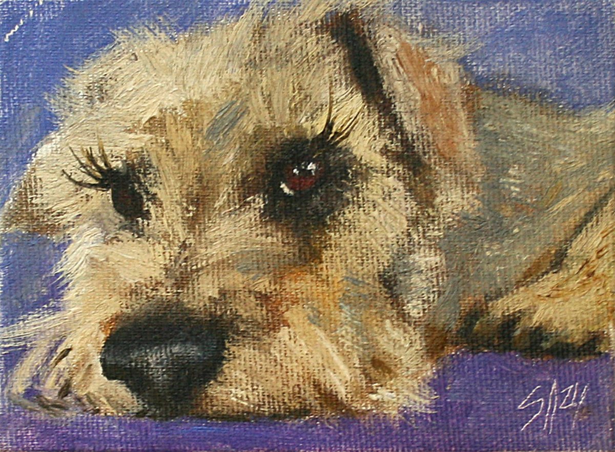 Dog 01.24 /4x5.5  / FROM MY A SERIES OF MINI WORKS DOGS/ ORIGINAL PAINTING by Salana Art