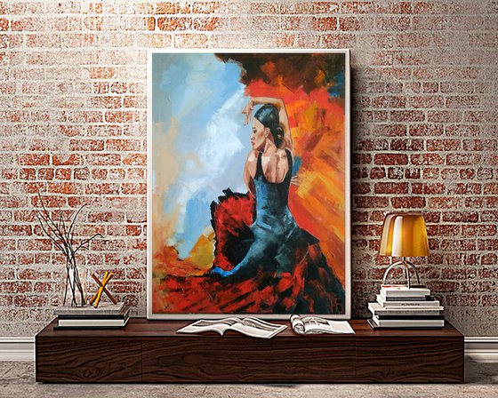 Flamenco dancer 2, Dancer Painting Original Art Flamenco Artwork 40x50 cm