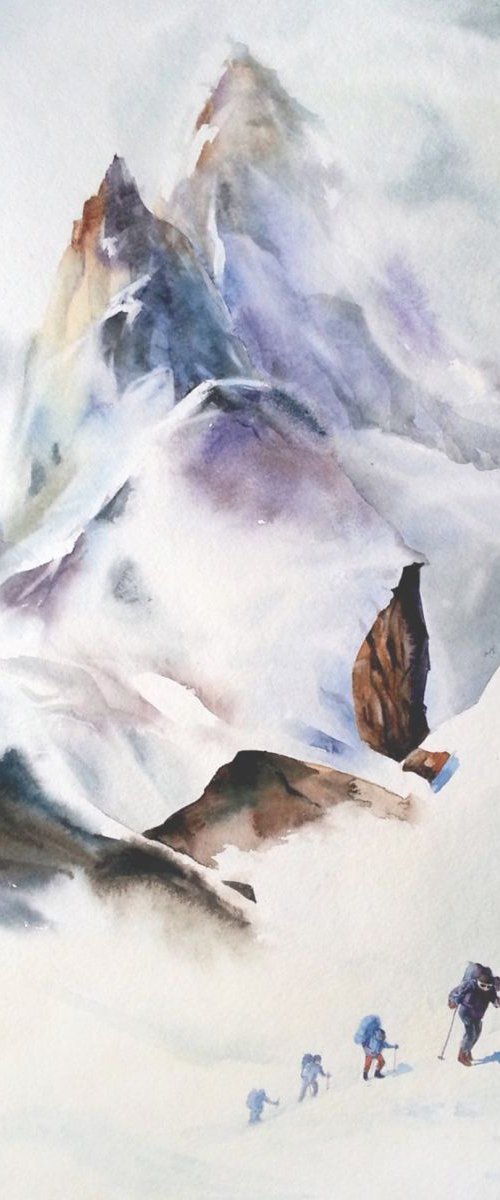 Only mountains can be better t by Olga Beliaeva Watercolour