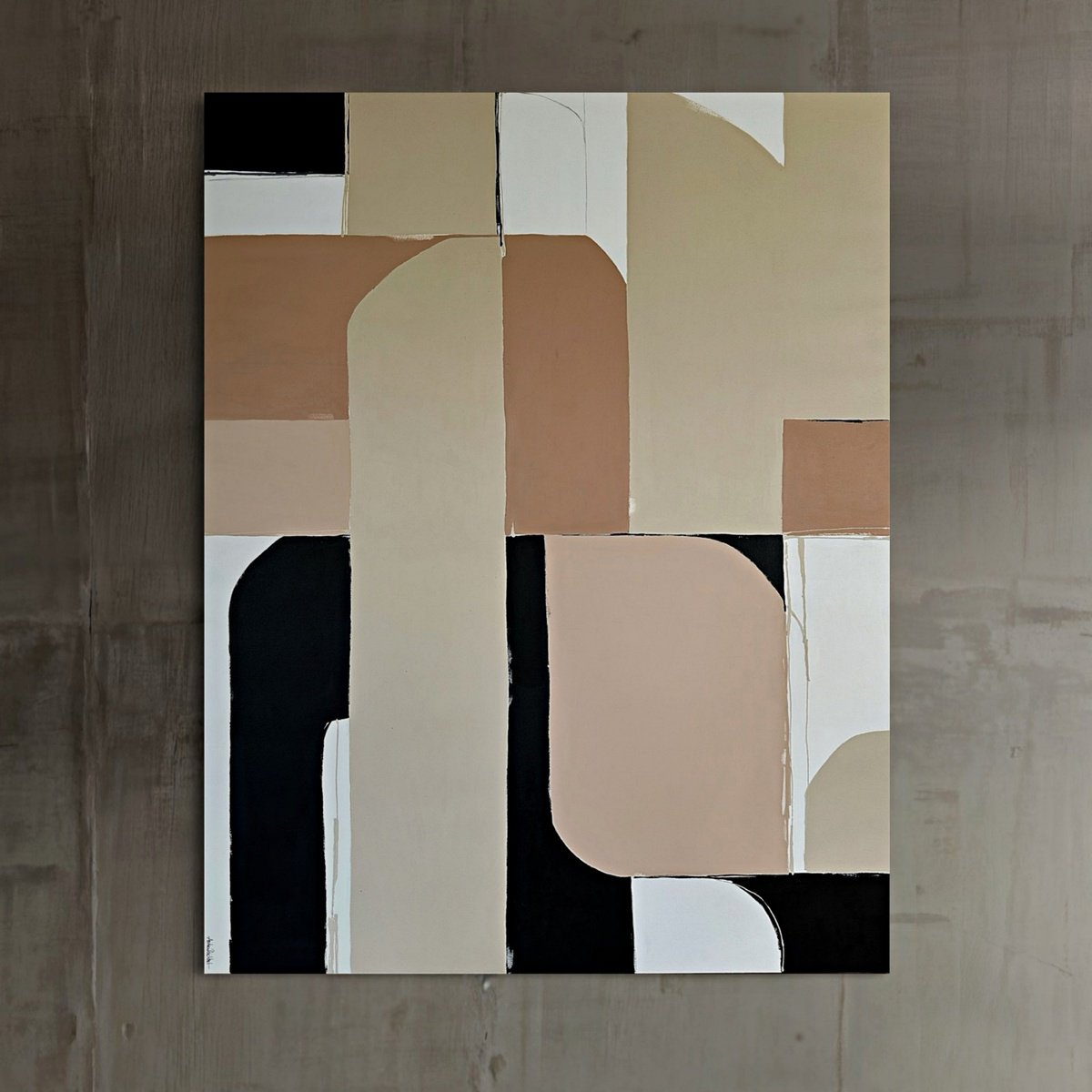 Geometric Abstract Acrylic Painting By Andrea Reichhart, 39 X 51, Laguna Walk I, Original Artwork