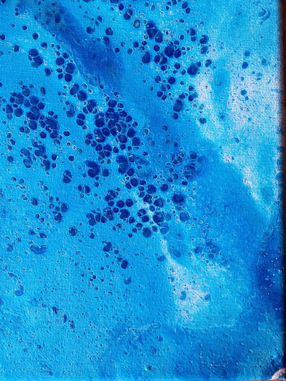 "My Blue Heaven" - FREE USA SHIPPING - Original PMS Abstract Diptych Fluid Acrylic Paintings On Canvas - 32" x 20"