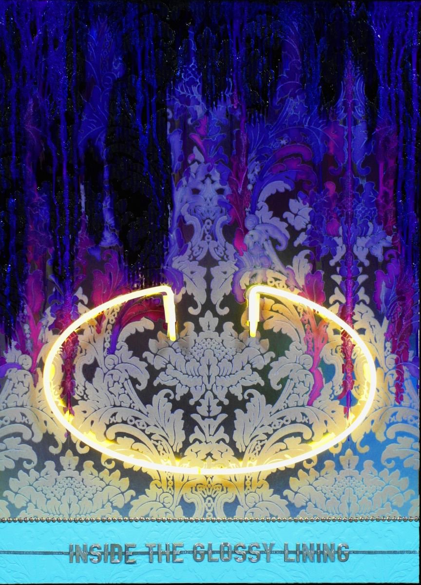 Urban And Pop Abstract Sculpture By Dangerous Minds Artists, 31 X 43, Inside The Glossy Lining, Original Artwork