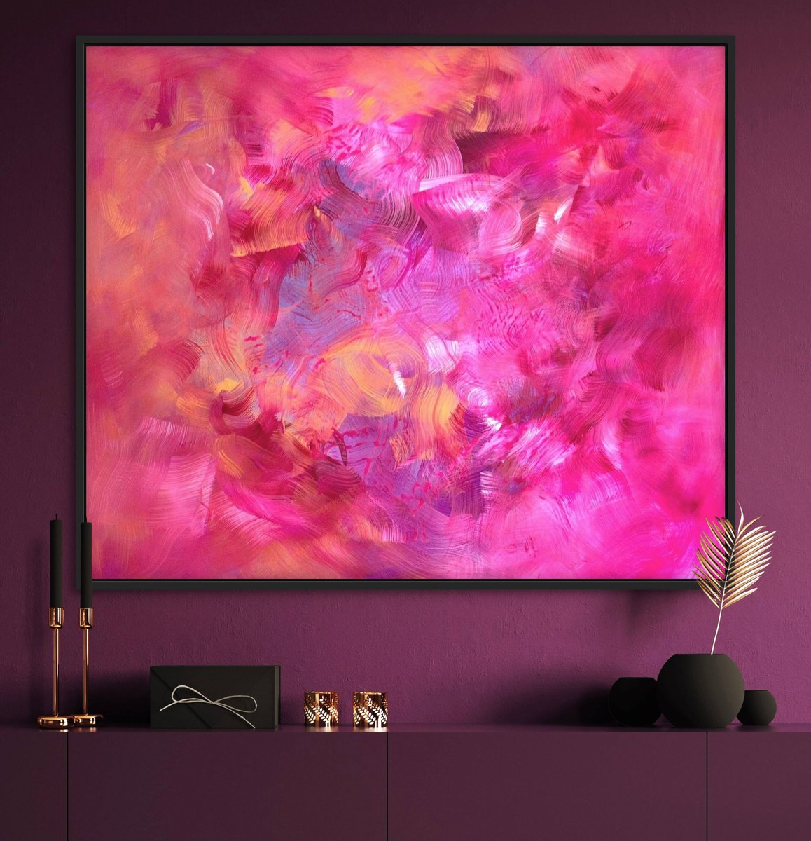 Abstract Acrylic Painting By Paresh Nrshinga Frsa, 40 X 47", Blossom Haze, Original Artwork