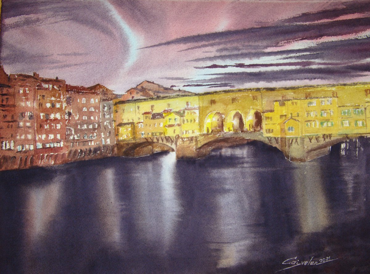 Evening. Ponte Vecchio by Elena Gaivoronskaia