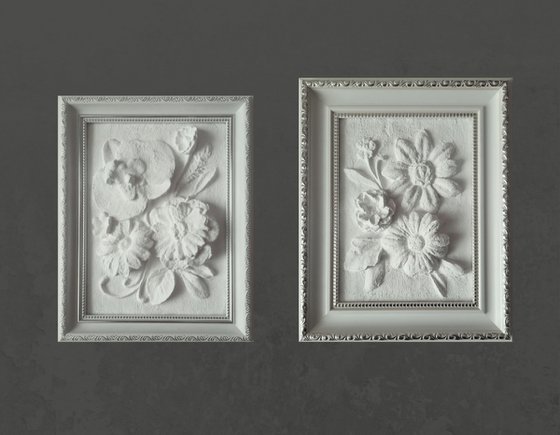 sculptural wall art "Cute flowers"