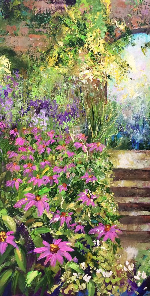 The walled Garden (floral landscape) by Colette Baumback