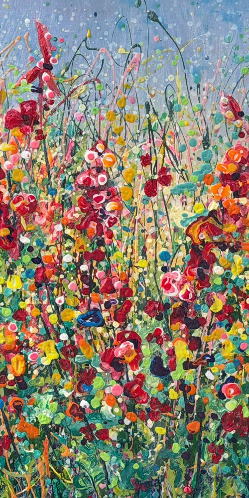 Wildflower Symphony Pollock Style Meadow by Lena Owens at OLena Art