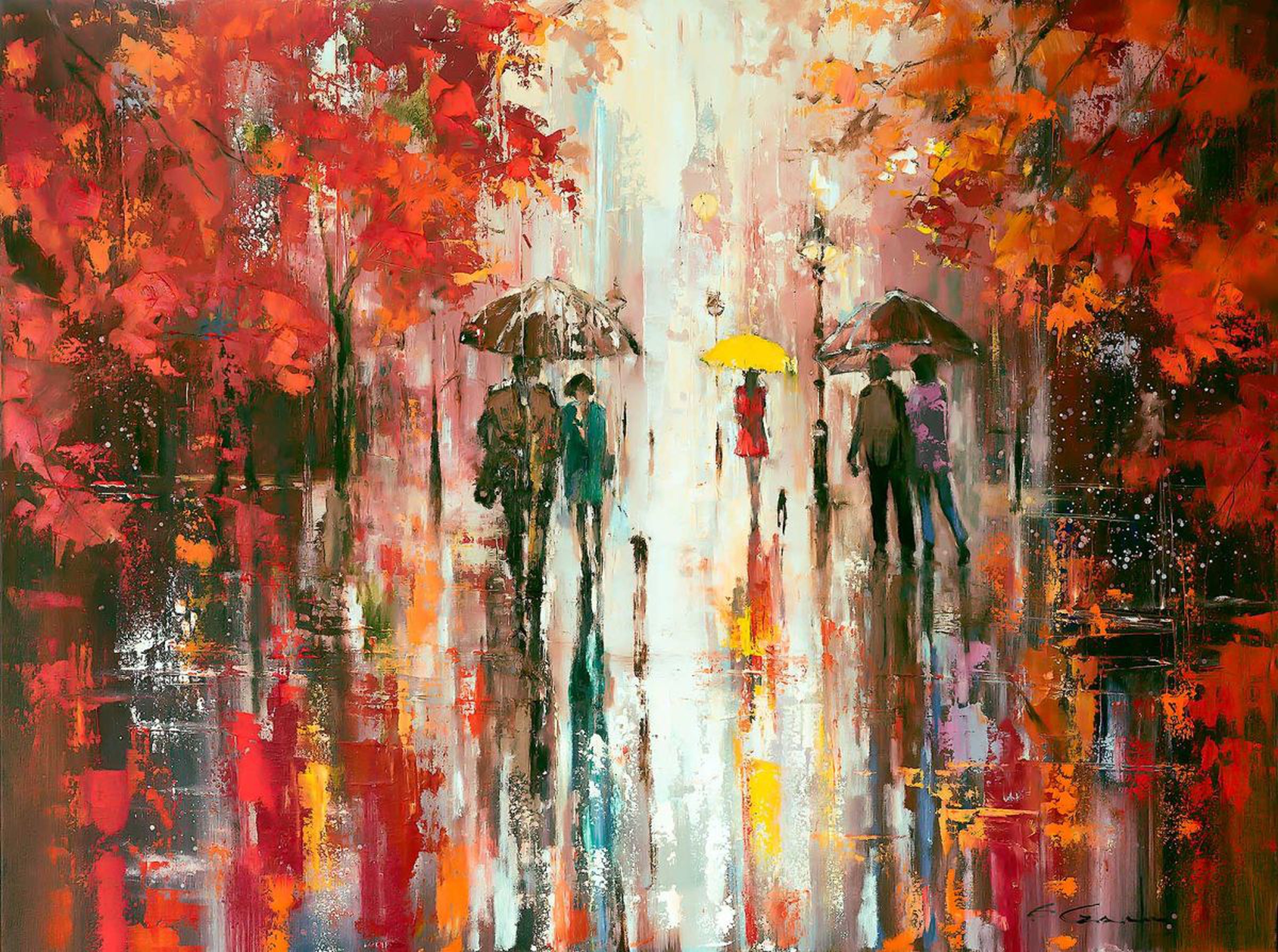 Autumn Leaves Oil Painting By Ewa Czarniecka Artfinder