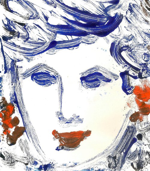 Portrait of a Classic Blue Woman II by Asha Shenoy