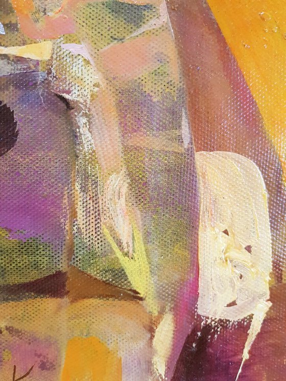 Abstract brown, woman oil painting