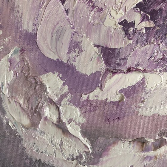 LILAC TENDERNESS - Peony. Abstraction. Floral. Shabby chic. Lilac decor. Pale flower. Macro-peony. 3d flower.