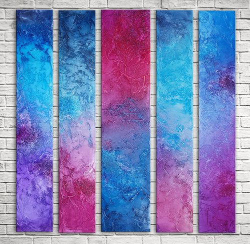 Pillars of colors - Quintet on magenta by Andrada Anghel