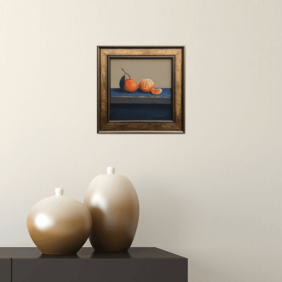 Still life-mandarin (25x25cm, oil painting, ready to hang)