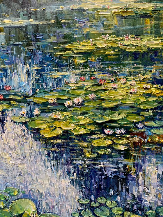 "The Waterlily Pond"original oil painting by Artem Grunyka