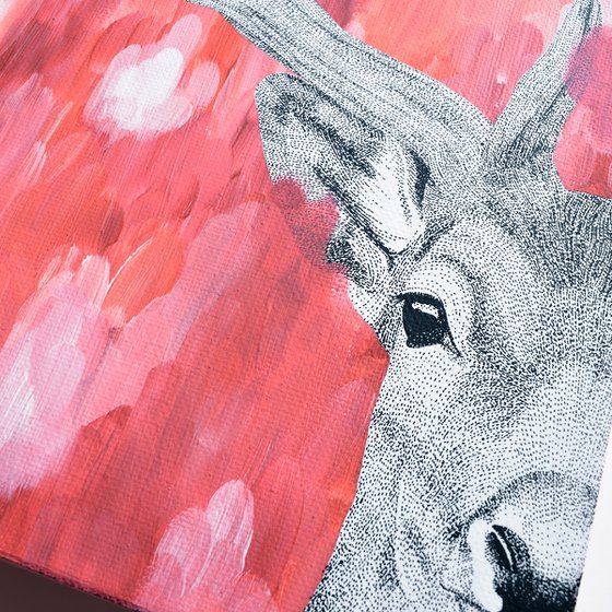 "Peekaboo" Fallow Deer Painting on Canvas