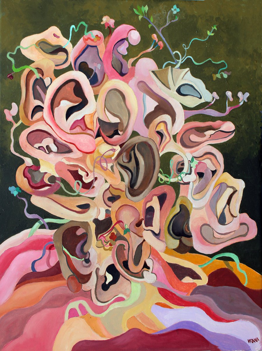 Abstract Oil Painting By Ken Vrana, 18 X 24", It