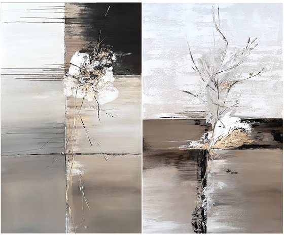 Set Beige Grey gold abstract