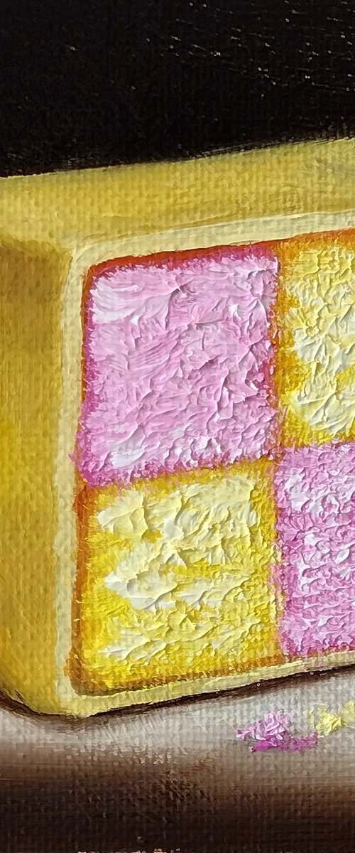Little Battenberg slice Cake still life by Jane Palmer Art