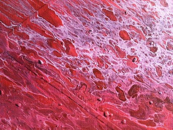 "Crimson Tide" - Original Abstract PMS Fluid Acrylic Painting - 24 x 12 inches