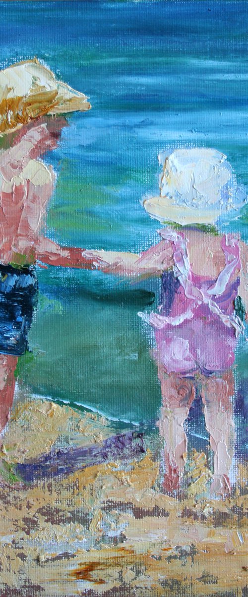 Older brother... Summer Fun II /  ORIGINAL PAINTING by Salana Art / Svetlana Samovarova