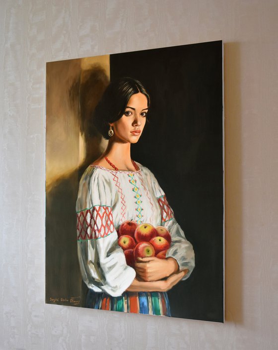 A portrait with apples