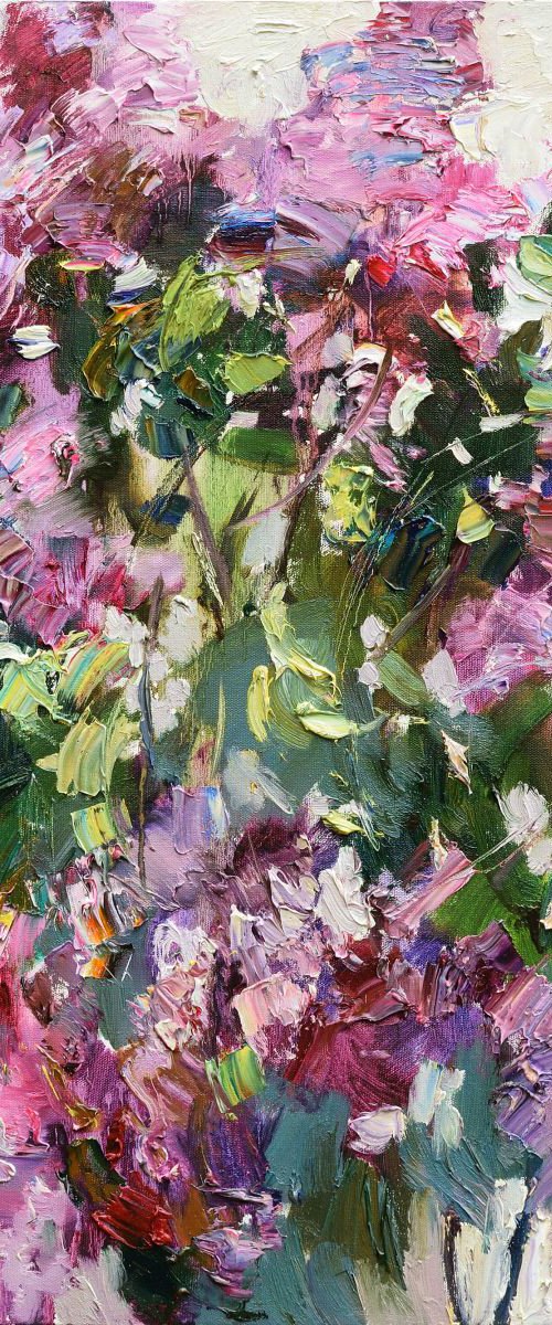 Blooming lilac - Original oil painting by Anastasiia Valiulina